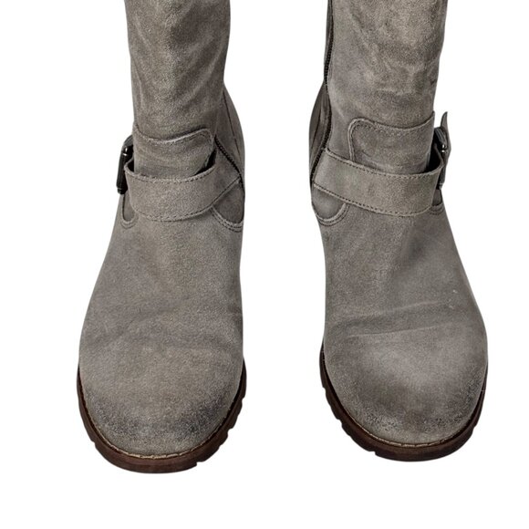 Sofft Selden Lace Up Riding Boots SZ 7 Gray Suede Western Renaissance Pirate - Picture 10 of 14